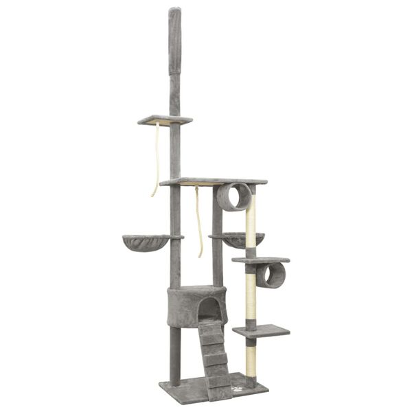 vidaXL Floor to Ceiling Cat Tree Grey 220-240 cm