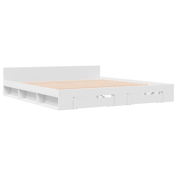 vidaXL Bed Frame with Drawers without Mattress White 200x200 cm