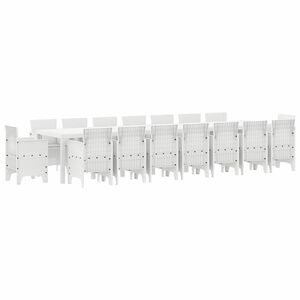 vidaXL Garden Dining Set with Cushions 17 pcs White PP