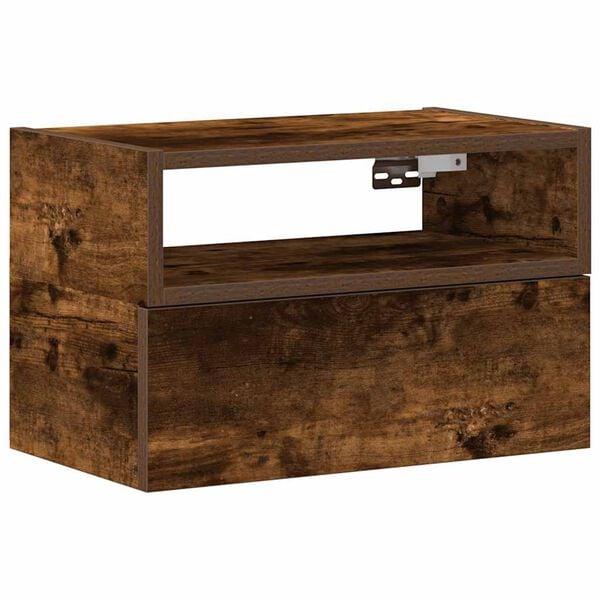 vidaXL Wall-mounted Bedside Cabinet Smoked Oak 45x26x28.5 cm