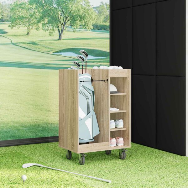 vidaXL Golf Cabinet with Wheel Plain Sonoma Oak 65 x 45 x 98 cm