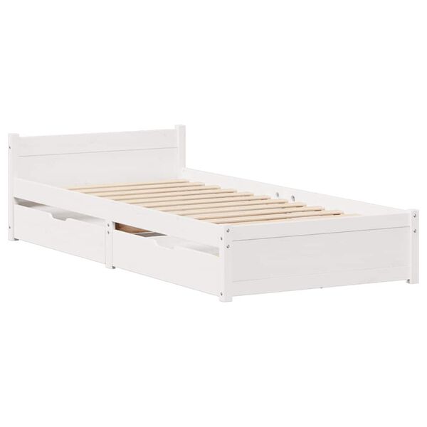 vidaXL Bed Frame without Mattress White 90x190 cm Single Solid Wood Pine