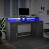 vidaXL Desk with LED Lights Concrete Grey 160x55x91 cm Engineered Wood