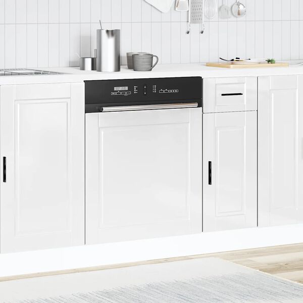 vidaXL Dishwasher Panel Porto High Gloss White 60x1.5x67 cm Engineered Wood