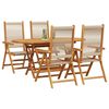 vidaXL Garden Dining Set 5 pcs Beige Solid acacia wood and poly rattan