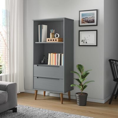 vidaXL Bookcase MOLDE Grey 60x35x133,5 cm Solid Wood Pine