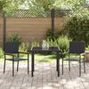 vidaXL Garden Dining Set with Cushion 3 pcs Black Poly Rattan