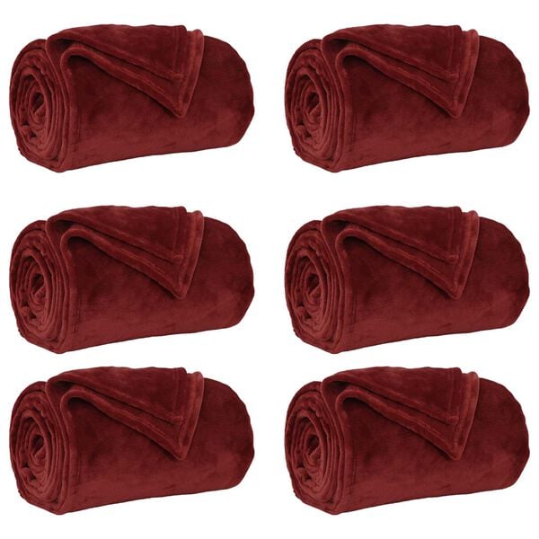 vidaXL Throw Blankets 6 pcs Bordeaux Red 130 x 150 cm Fleece