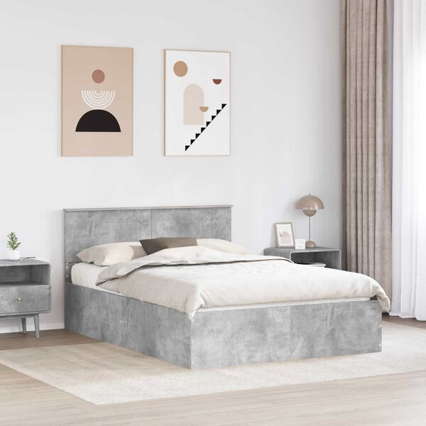 vidaXL Bed Frame Concrete Grey 150 x 200 cm Engineered Wood