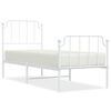 vidaXL Metal Bed Frame without Mattress with Footboard&nbsp;White 75x190cm