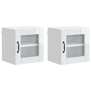 vidaXL Wall Glass Cabinet LUCCA 2 pcs High Gloss White 40 x 31 x 40 cm