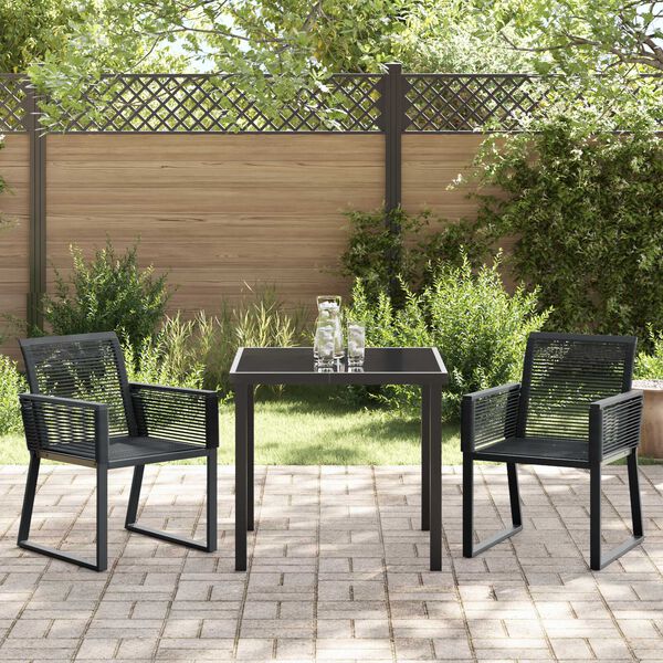 vidaXL Garden Dining Set 3 pcs Black Powder-Coated Steel