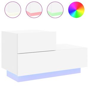 vidaXL Bedside Cabinet with LED Lights White 70x36x40,5 cm