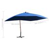vidaXL Hanging Garden Parasol with Wooden Pole 400x300 cm Blue