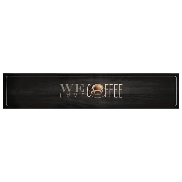 vidaXL Kitchen Rug Washable Coffee Text 60x300 cm Velvet