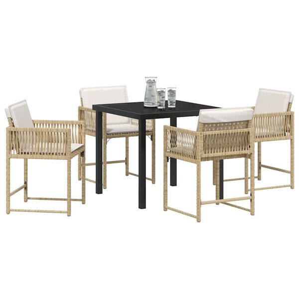 vidaXL Garden Dining Set 5 pcs Beige Poly Rattan