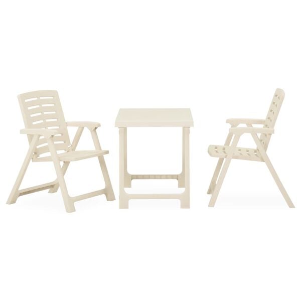 vidaXL 3 Piece Folding Bistro Set Plastic White