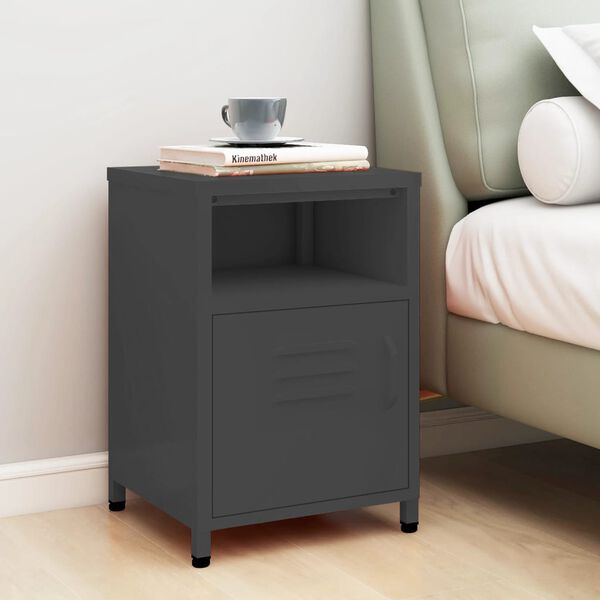 vidaXL Nightstand Anthracite 35x35x51 cm Steel