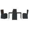 vidaXL Garden Dining Set with Cushion 5 pcs Black Poly Rattan