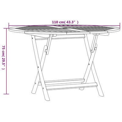 vidaXL Folding Garden Table Ø 110x75 cm Solid Wood Teak