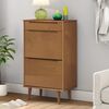 vidaXL Shoe Cabinet MOLDE Brown 59.5x35x103 cm Solid Wood Pine