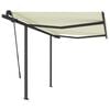 vidaXL Manual Retractable Awning with Posts 3x2.5 m Cream