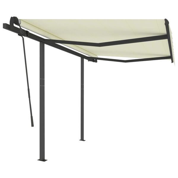 vidaXL Manual Retractable Awning with Posts 3x2.5 m Cream
