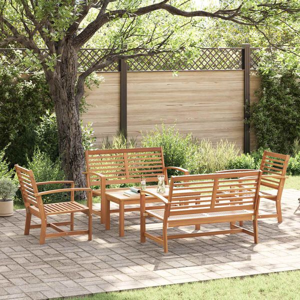 vidaXL Garden Sofa Set 5 pcs Natural Solid Teak Wood