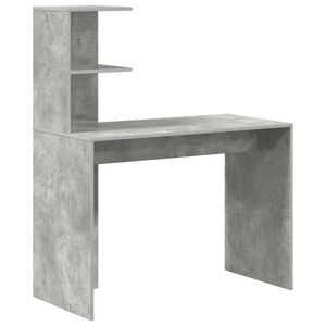 vidaXL Desk with Shelf Concrete Grey 102 x 50 x 124 cm Engineered Wood