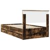vidaXL Bed Frame with Drawer Smoked Oak 100 x 200 cm Engineer Wood