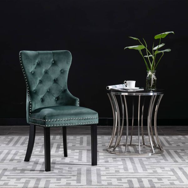 vidaXL Dining Chairs 2 pcs Dark Green Velvet
