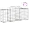 vidaXL Arched Gabion Baskets 12 pcs 200x50x80/100 cm Galvanised Iron
