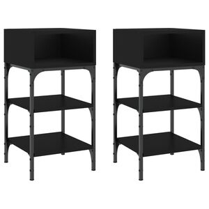vidaXL Bedside Tables 2 pcs Black 35x34.5x70 cm Engineered Wood