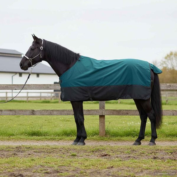 vidaXL Horse Blanket Dark Green and Black 125 cm Polyester