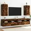 vidaXL TV Wall Cabinets with LED Lights 2 pcs Smoked Oak 30.5x35x70 cm