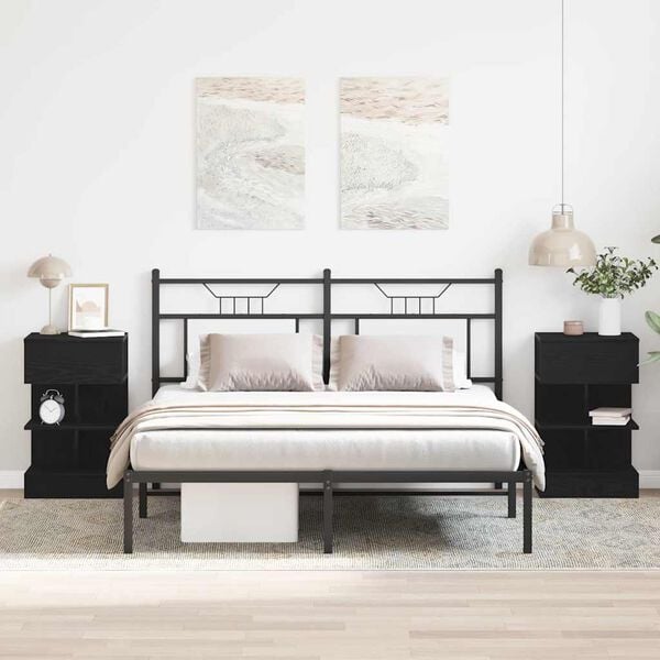 vidaXL Bedside Cabinet 2 pcs Black Oak 40 x 35 x 65 cm Engineered Wood