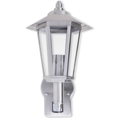 vidaXL Outdoor Uplight Wall Lantern with Sensor Stainless Steel
