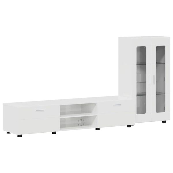 vidaXL TV Cabinet Set FLORIN High Gloss White Engineered Wood