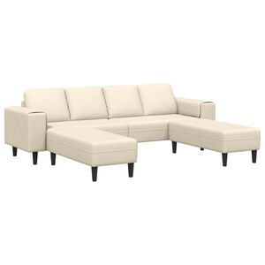 vidaXL Sofa with Cushion Cream 250 x 188 x 76 cm Corduroy Fabric