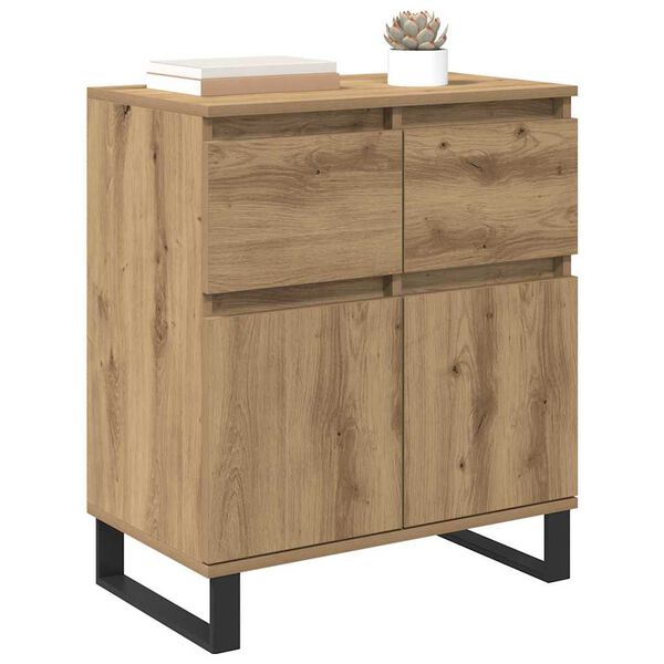 vidaXL Sideboard Artisan Oak 60 x 35 x 70 cm Engineered Wood and Iron
