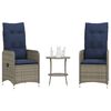 vidaXL Reclining Garden Chairs 2 pcs with Table Grey Poly Rattan
