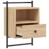 vidaXL Bedside Cabinet Wall-mounted Sonoma Oak 40x30x61 cm Engineered Wood