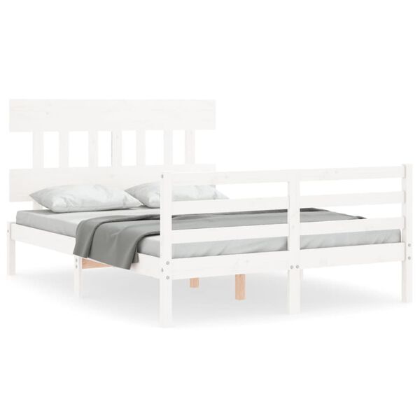 vidaXL Bed Frame without Mattress White 140x190 cm Solid Wood