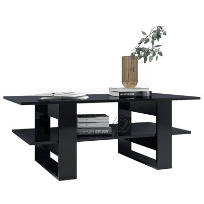 vidaXL Coffee Table High Gloss Black 110x55x42 cm Chipboard