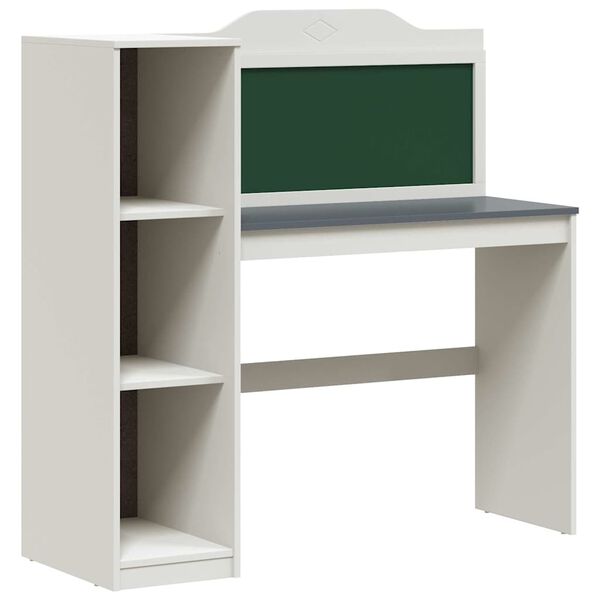 vidaXL Desk with Open Storage and Chalkboard ROROS White and Grey