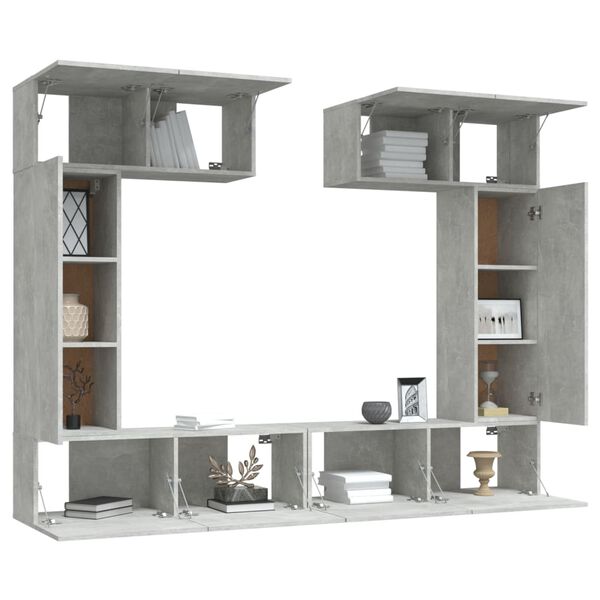 vidaXL 6 Piece TV Cabinet Set Concrete Grey Engineered Wood