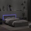 vidaXL Bed Frame with Headboard and LED Grey Sonoma 140x190 cm