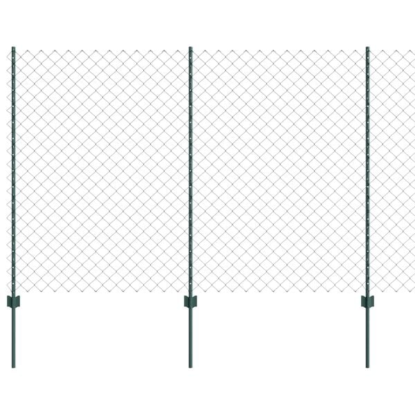 vidaXL Fence with Post Green 1.5 x 10 m Steel and PVC