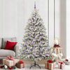 vidaXL Artificial Christmas Tree Green and White 210 cm PVC and Metal
