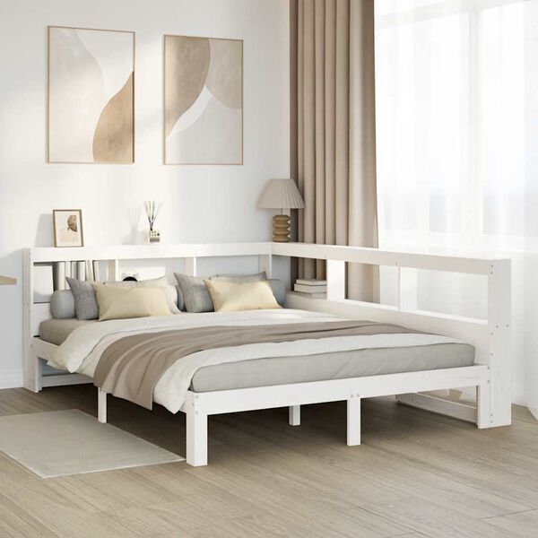 vidaXL Bookcase Bed without Mattress White 160x200 cm Solid Wood Pine